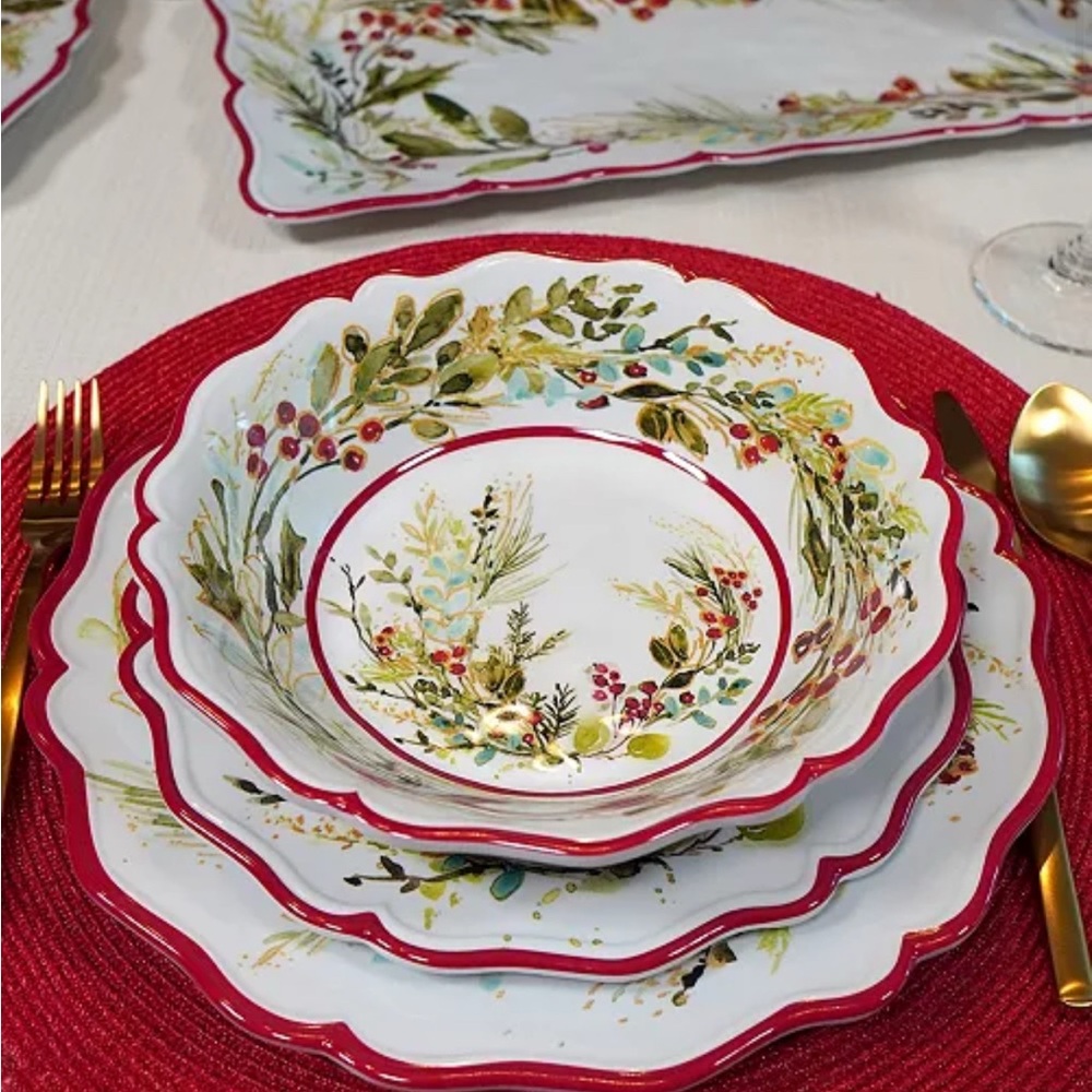 Christmas gatherings melamine 12 piece dinnerware set - Picture 5 of 8